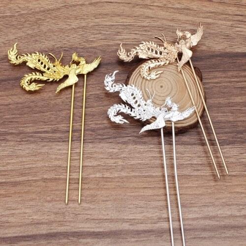 5pcs/lot Bird Embellishment 3 Color Copper Hairpin Chinese Hair Sticks Bridal Hair Fork Hair Accessories For Women