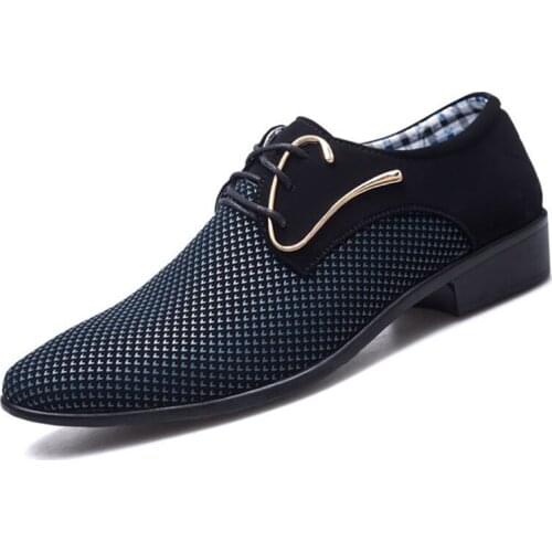 Fashion Leather Shoes Men Summer Breathable Walking Shoes Non-Slip Lace Up Daily Casual Shoes for Outdoor Office Working Party