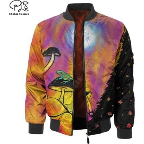 Mens Unisex 3d Psychedelic Trippy Nights Jackets Print zipper Flight Jacket casual unisex Harajuku women Streetwear thick coat