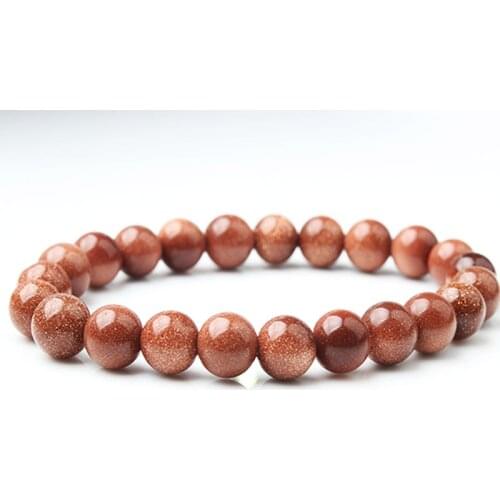 LanLi wholesale 8mm Natural Jewelry Gold Sand stone Bracelet Gold Sandstone beads Yoga woman meditation amulet