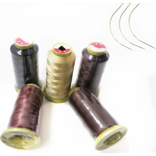 1 Roll Hair Weaving Thread 6 Strands Nylon Thread For Sewing Hair Weft 3pcs 9cm C Type Needles/Weaving Needle/Curved Needle