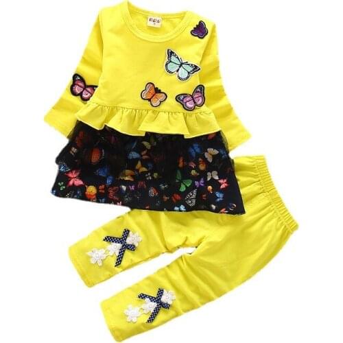 New Spring Autumn Fashion Baby Girl Clothes Suit Children Cute Dress Pants 2Pcs/Set Toddler Sport Casual Costume Kids Tracksuits
