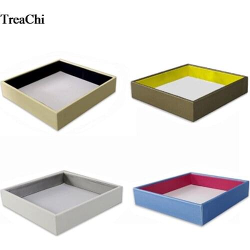 Fashion Color Flat Jewelry Display Tray Case Stud Square Ring Necklace Bracelet Storage Organizer Display Accessorie Bijoux Box