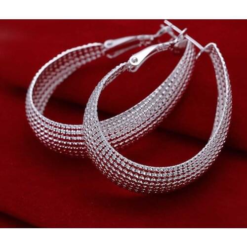 Simple Fashion Style Silver plated Flat U web Earrings Jewellery mens,Wholesale&New fashion, SMTE064