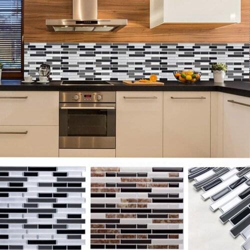 Self Adhesive Mosaic Tile Wall Sticker DIY Kitchen Bathroom Home Decor Vinyl Decals Oil-Proof Waterproof Wallpaper Murals