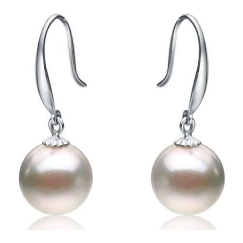 Natural 8-9MM AAA PERFECT ROUND south sea white pearl earrings