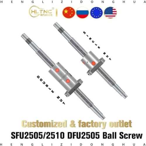RM2505 BallScrew SFU2505 200 - 2550 mm 25mm ball screw C7 with 2505 2510 flange Single / Double Nut BK/BF20 end machined for cnc