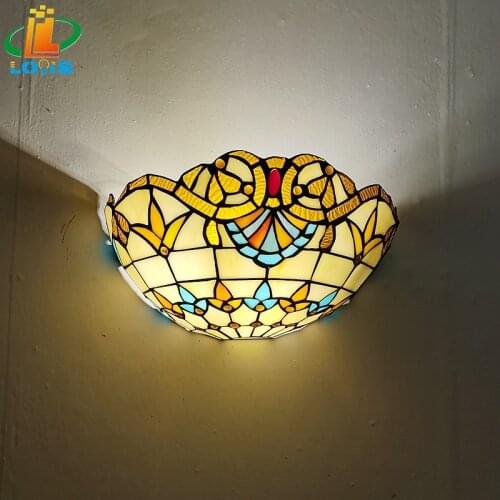 12 inch European style glass half wall lamp Tiffany style living room background wall lamp bedroom bedside aisle art deco lamp