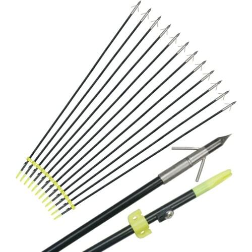 6pcs/12pcs 33" Archery Long Fishing Arrow OD 8.3mm Fiberglass Arrows With Shooting Fish Arrowhead for Compound/Recurve Bow