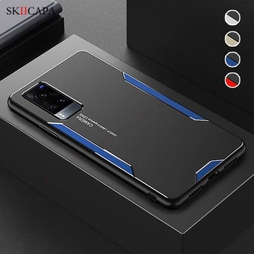 Slim Metal Back Hard Phone Case For VIVO X60 X50 X30 Pro Plus 5G V21 V20 S9e Y72 Y52S Y20 V19 Silicone Bumper Shockproof Cover