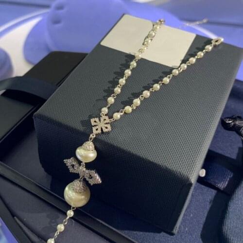 UMGODLY Fashion Brand Adjustable Necklace Silver Color Pearls Flower Pendant High Quality Zirconia Women Series Jewelry