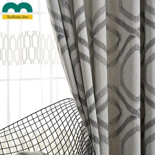 High Quality Curtains for Living Dining Room Bedroom Blackout Modern Simple Cotton and Linen Jacquard Drapes Customized