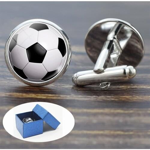 Soccer Cufflinks for Men Suit Shirt Best Man Cufflinks Set Football Basketball Jewelry Sports Glass Dome Cuff Links Gifts