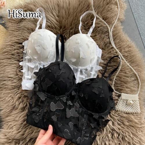 2021 summer womens V-neck strap butterfly flower girl camisole Tube top bra one piece belt pad wireless Corset female underwear