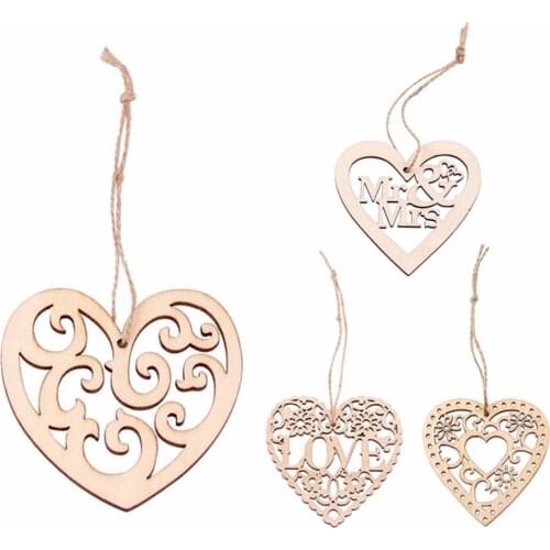 10pcs Wooden Love Heart Shapes Wedding Decoration Birthday Party Hanging Ornament Christmas Pendant Craft Supplies