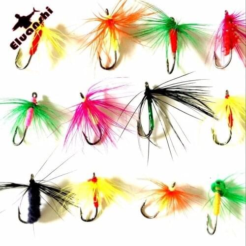 12pcs high carbon steel Lure Hook fly fishing flies tying for on material barbless treble nymph jig streamer for knot 6 8 10 12