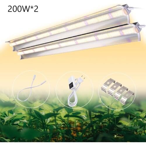 （2pcs/Lot) 200W Timing Led Grow Bar 875pcs SMD2835 Phytolamp with Dam-Board Transparent Cover for Indoor Plant Tent Hydroponics