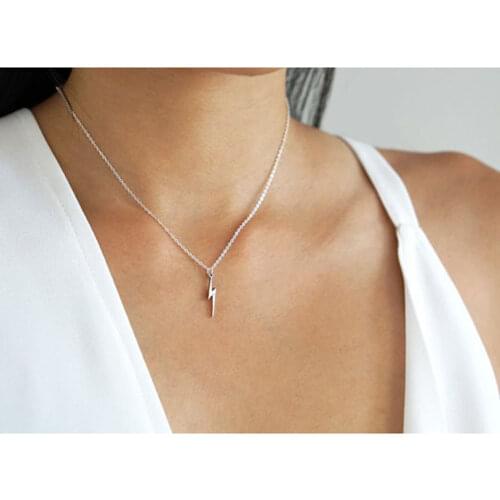2021 Trend Trendy Hot Lightning Pendant Women Necklaces Stainless Steel Long Chain For Girlfriend Gifts Jewelry