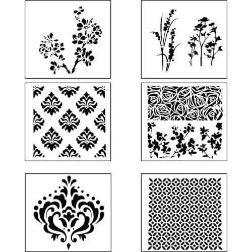 6PCS Flowers Fondant Cake Stencil Cake Template Mold Wedding Decoration Cupcake Cookie Stencils Lace Cake Mold Baking Tools