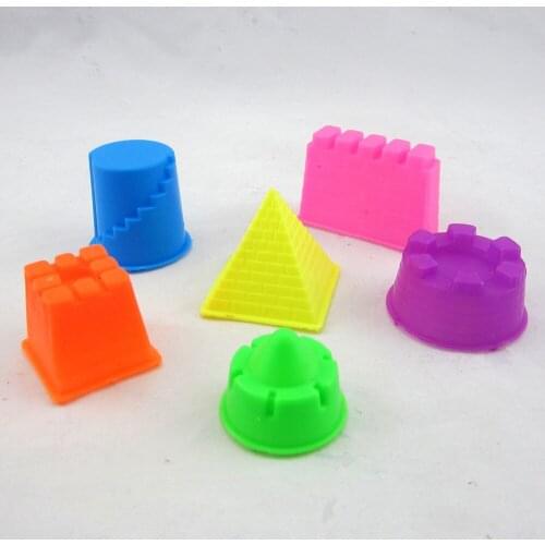 6Pc/st Sand mould Novelty Beach Toys colorful education Small Castle Model Amazing DIY Indoor Clay Magic Moving gift