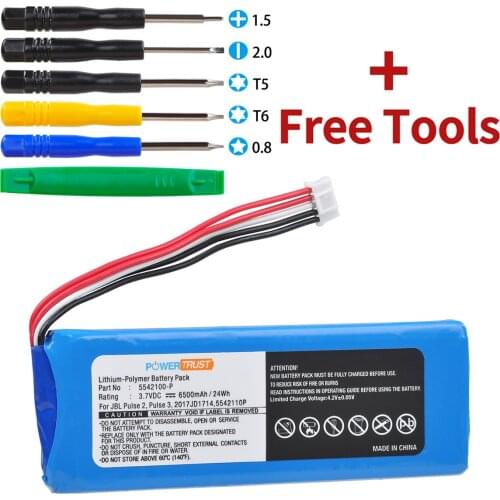 3.7V 6500mAh 5542110P Battery for JBL Pulse 2 Pulse 3 Bluetooth Speaker with Installation Tools