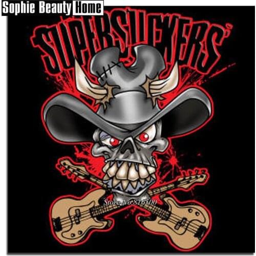 DIY Diamond Painting Cross Stitch Diamond Mosaic Needlework Craft Cartoon Skull Guitar Full Diamond Embroidery Home Decor 188065