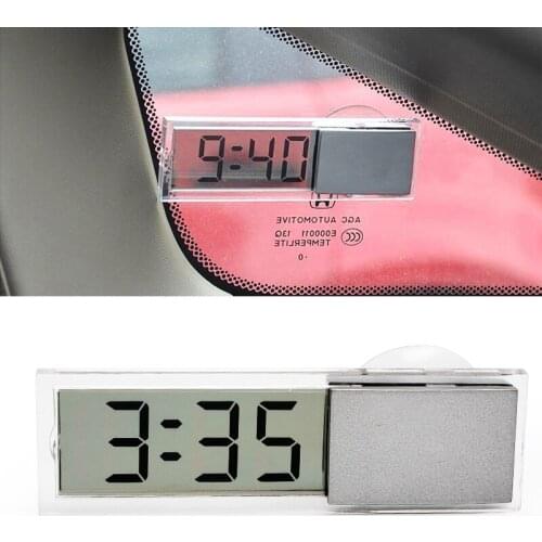 Car Digital Electronic Clock Mounted On Windscreen Dashboard Auto Interior Accessories LCD Display With Suction Cup Sucker