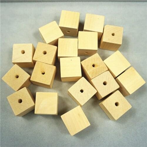 DIY Natural Wood Beads Eco-Friendly Lead-Free Square Wooden Beads Cubes Square with Hole Beads for Neclace Crafts Making 12-30mm