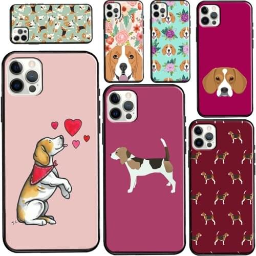 Beagle Floral Dog Case For iPhone 11 Pro Max XS X XR 8 7 Plus SE 2020 Funda For iPhone 12 Pro Max mini