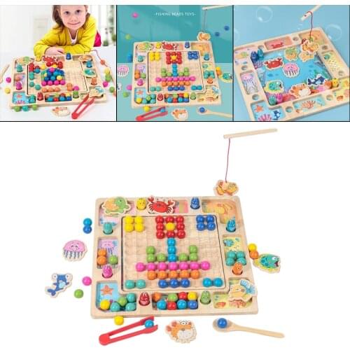 Wooden Educational Montessori Toy Clip Bead Game Toddler Learning Toy Birthday Gift for 3 4 5+ Years Old Up Boys Girls
