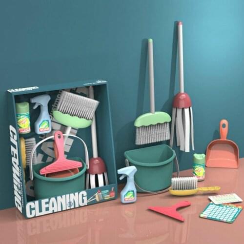 Kids Housekeeping Toys Cleaning Tool Kit Simulation Mini Broom Dustpan Set Pretend Play Education Housework Gifts Boys Girls