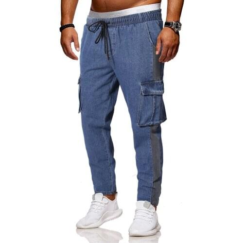 New Arrival Vintage Straight-Leg Multi Pockets Cargo Style Men‘s Jogger Jeans High Street Fashion Casual Denim Jeans Streetwear