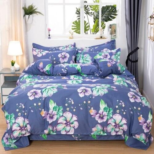 Elegant Purple Flowers Bedding Set Simple Duvet Cover Set Pillowcase Home Textile 2/3pcs Bed Linen King Queen Size Dropship