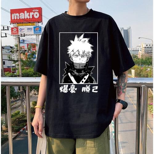 Katsuki Bakugo T Shirt Men Pure Cotton Boku No Hero Academia T-shirt Short Sleeves My Hero Academia Hero Tee Tops Anime Clothing