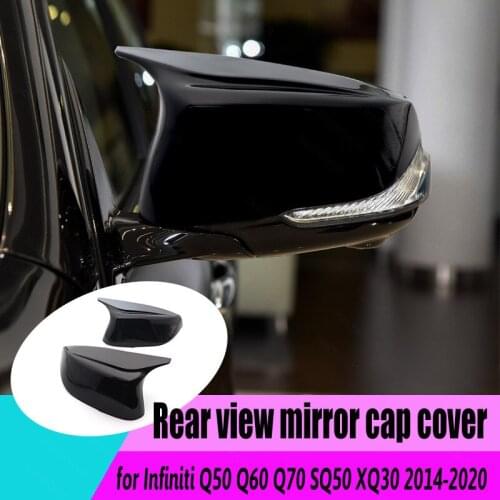 Painted Glossy Styling 2pcs Bright Black for Infiniti Q50 Q60 Q70 SQ50 XQ30 2014-2020 Rearview Mirror Cover Caps