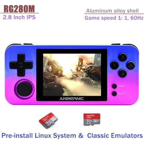 New RG280M Retro Handheld Game Console Aluminum Shell 2.8 inch IPS Screen Linux System RG 280M for PS1 Arcade 3D Games Player