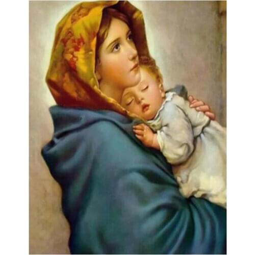 Full Square/Round Drill 5D Diy Virgin Mary And Child Picture Embroidery Rhinestone Mosaic Artwork Diamond Painting FC647