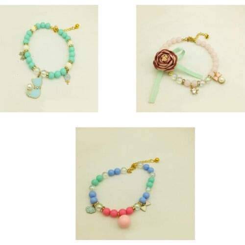 Beautiful Imitation Pearl Cat Necklace Rhinestone Pendants Pet Collar Accessories Jewelry Neck Chain For Dog Cat