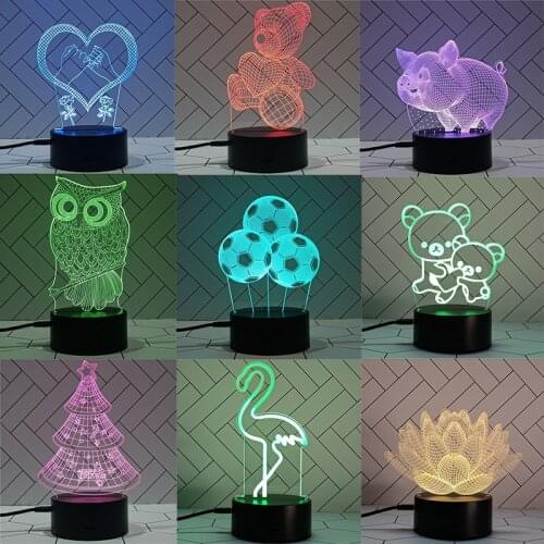 Creative Bedside Night Light USB Battery Touch Remote Control 3D Colorful LED Light Valentines Day Girl Children Gift Lamp Lig