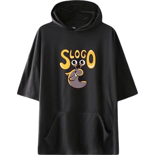 Slogo Fashion Prints Hooded T-shirts Women/Men Summer Short Sleeve Tshirts Hot Sale Harajuku Casual Streetwear Clothes