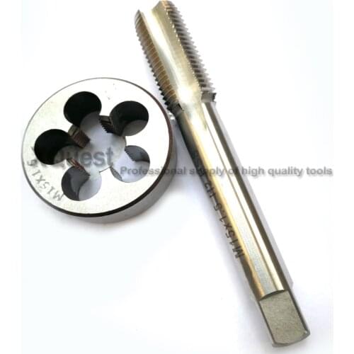 2pcs HSS Metric Left Hand thread tap and die set M15 M15X1 LH Fine Screw thread Plug Tap Round dies M15X1.5