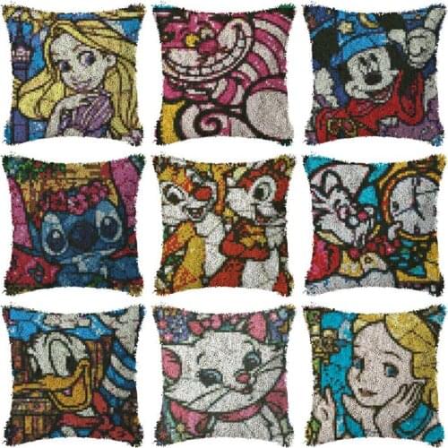 Latch Hook Cushion Kits Cartoon Pillow Case Crochet Hobby & Crafts DIY Yarn for Embroidery Cushion Cover Sofa Bed Pillows