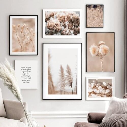 Aesthetic Wall Art Canvas Painting Natural Reed Dandelion Flower Leaf Plant Quotes Nordic Prints And Posters Living Room Decor