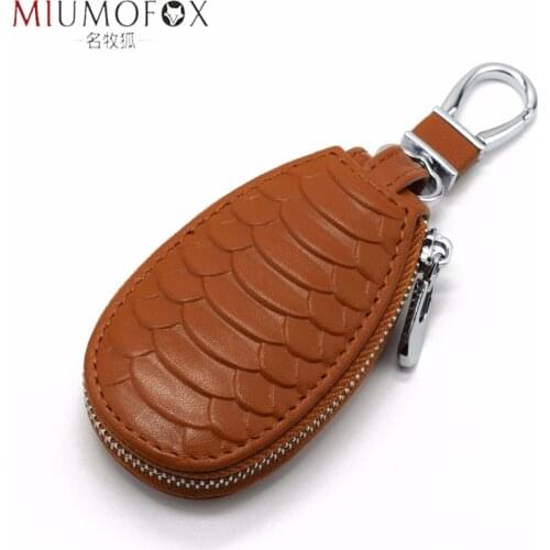 2020 New Unisex Genuine Leather Car Key Holders Housekeeper for Men Fashion Snake Pattern Home Keychain Case Female Key Wallet