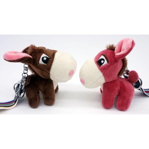 New Pompom Toys Key chain Plush Animals Soft Baby Kids Toys for Children Girls Boys Kawaii Mini Donkey Pendant Keychain K2186