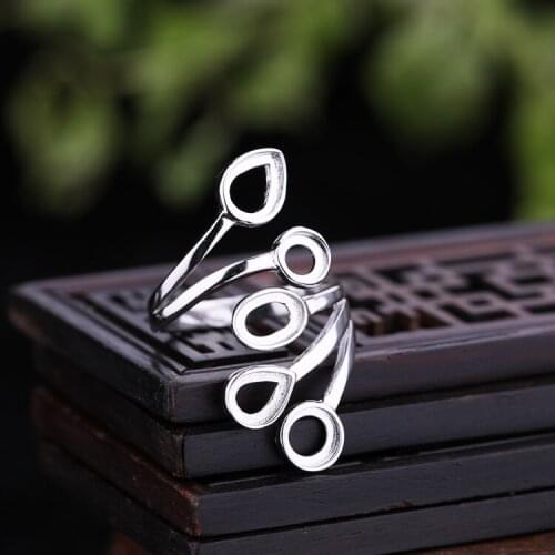 Sterling Silver 925 Engagement Wedding Ring Pear Round Oval 6x8mm 5x5mm 5x7mm 5x7mm 6x6mm Semi Mount Ring Setting Fine Jewelry