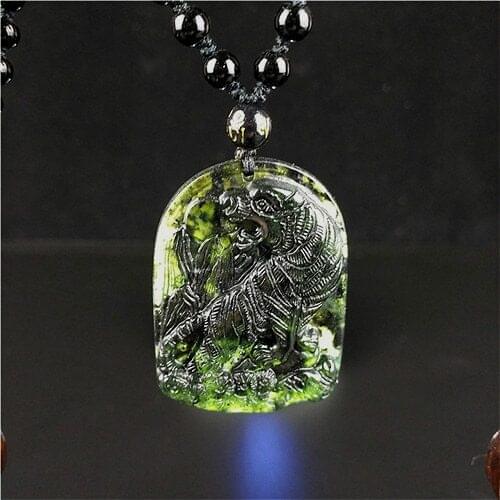 Certified Chinese Natural Black Green Jade Tiger Pendant Necklace Charm Jewelry Obsidian Carved Amulet Gifts for Women Men