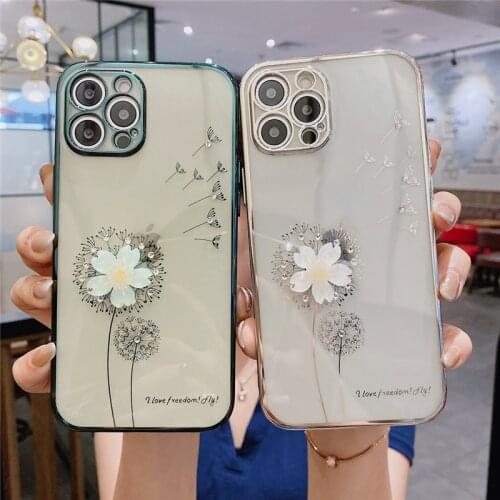 Ottwn Transparent Dandelion Phone Case For iPhone 12 Pro Mini Max 11 Pro Max X XR XS 7 8 Plus SE 2020 Soft Silicone Back Cover