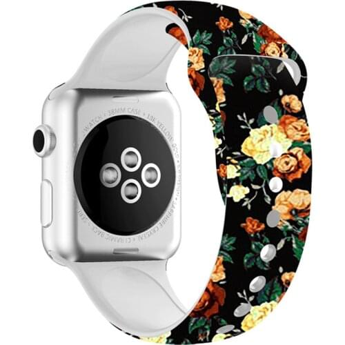 Sport Loop Band For Apple Watch Series 6 SE 44mm 40mm Printing Silicone Strap For Apple Watch 6 5 4 3 42mm 38mm Solo Loop Strap
