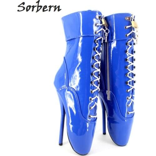Sorbern Women Boots High Heels 18CM Plus Size Gay Boots Lace Up Ballet Thin Heel Boots Fashion Party Dance Performance Sexy Boot